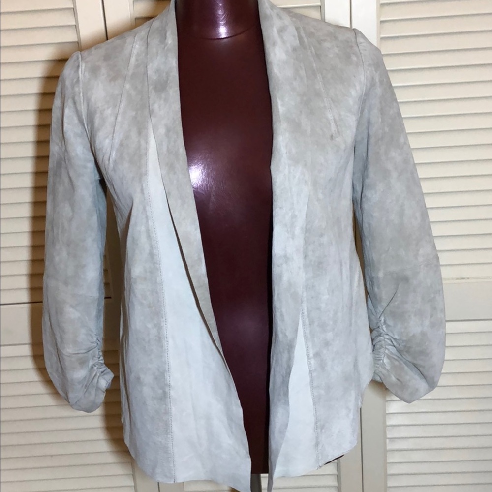 Blanc Noire Light Grey Suede Blazer Jacket Small